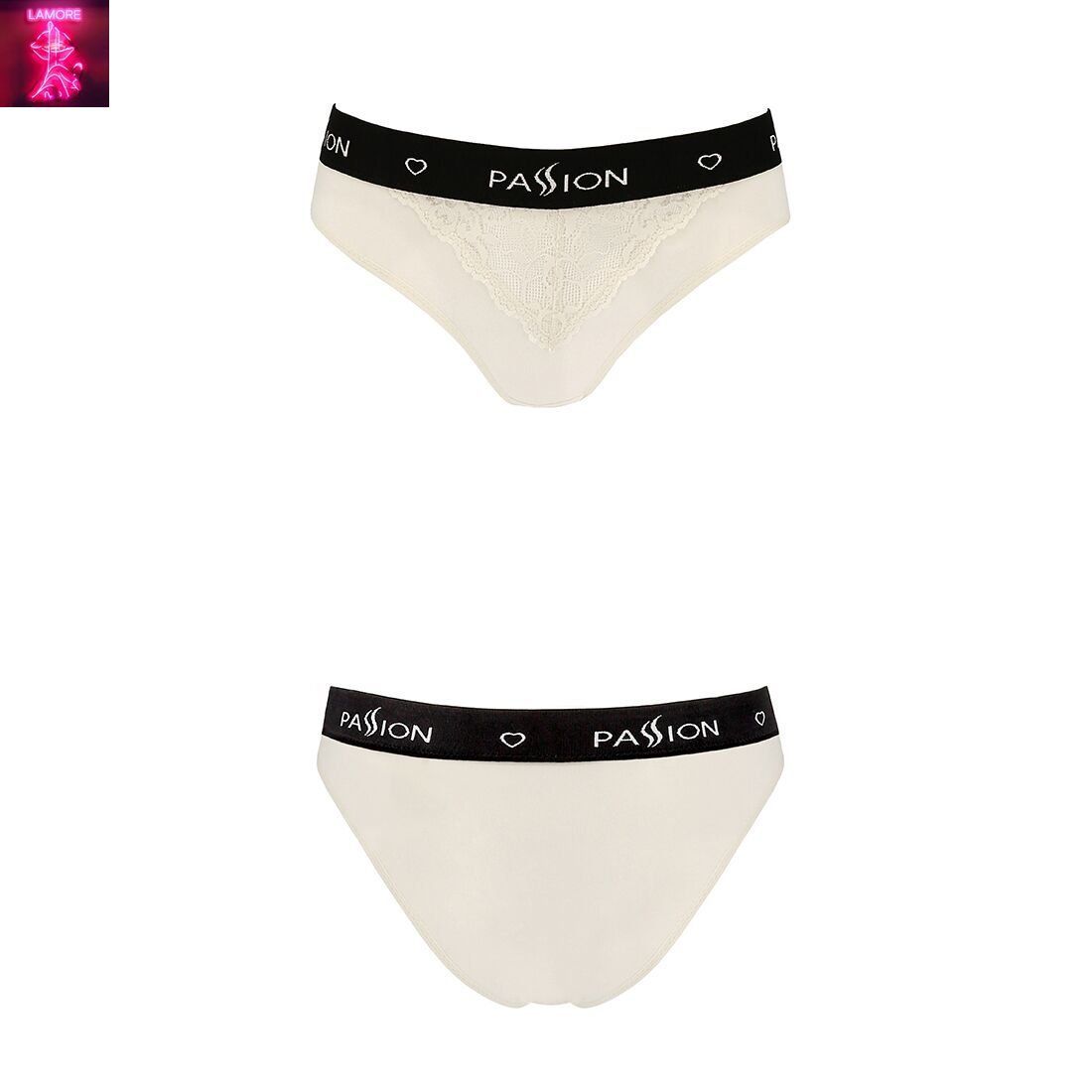 Трусики з широкою гумкою і мереживом Passion PS001 PANTIES S, ecru