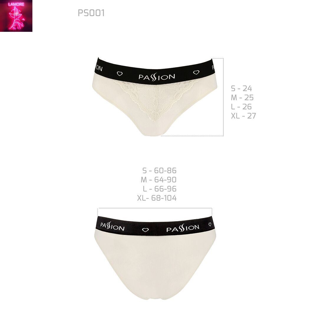 Трусики з широкою гумкою і мереживом Passion PS001 PANTIES S, ecru
