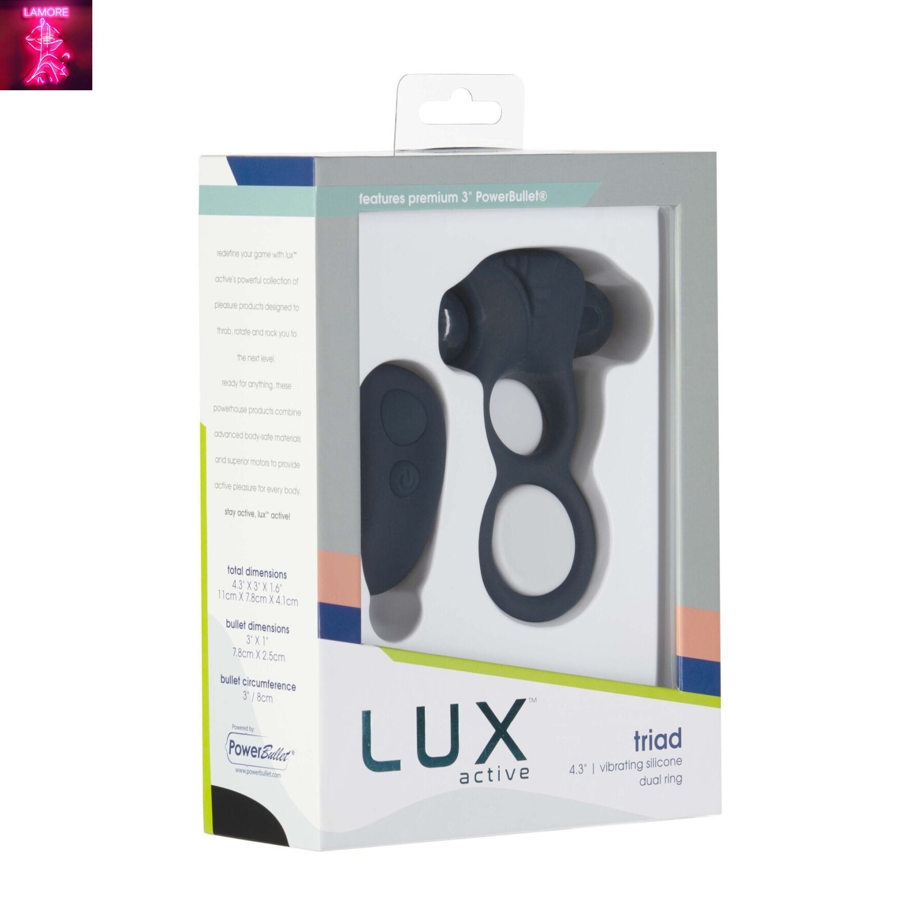 Подвійне ерекційне кільце з вібрацією Lux Active-Triad - Vibrating Dual Cock Ring, пульт ДК