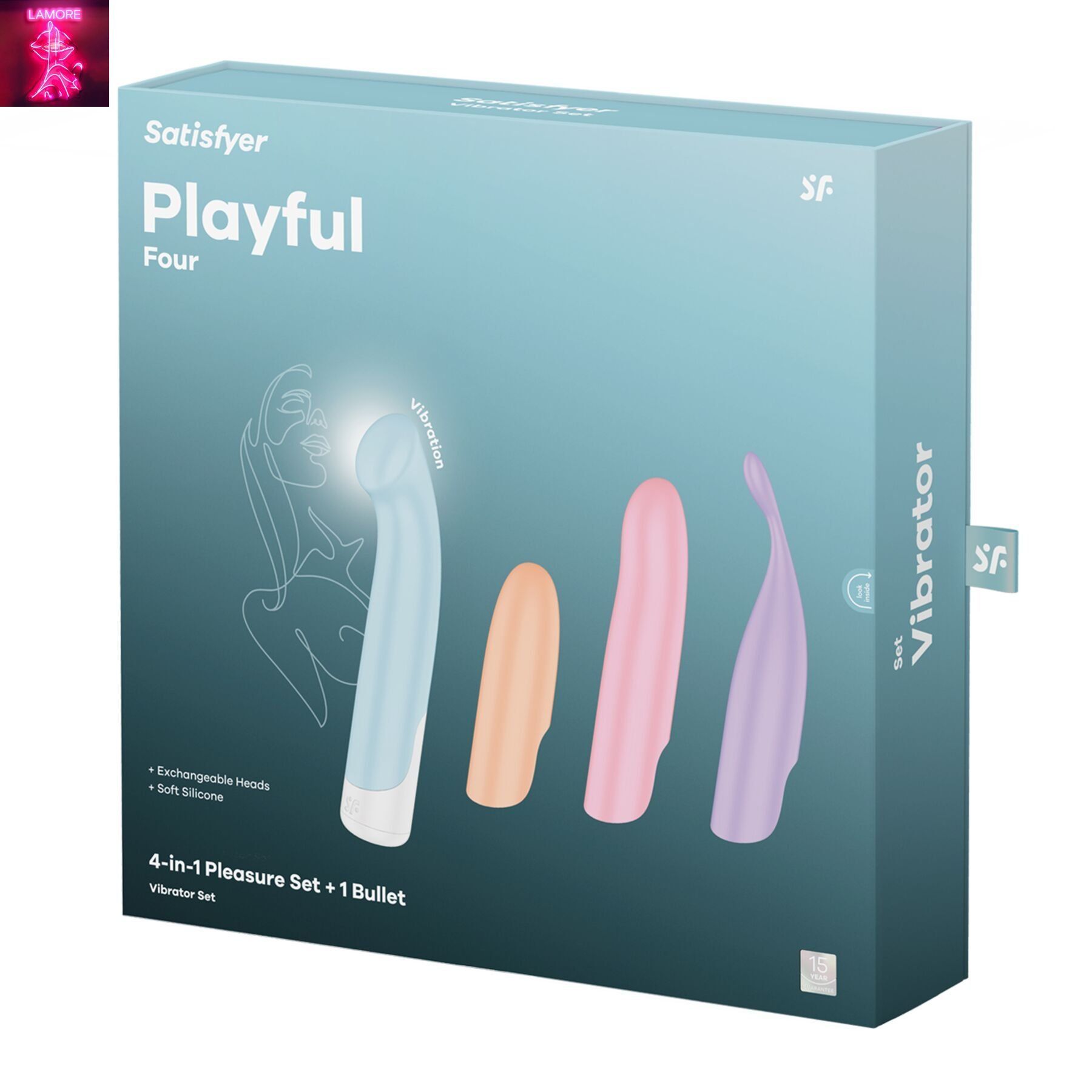 Набір 4-в-1 Satisfyer Playful Four, вібратор та 4 насадки, 12 режимів
