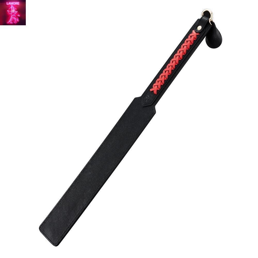 Паддл LOCKINK SEVANDA Braided-handle Spanking Paddle, чорно-червоний, гладенький, з плетінням на ручці