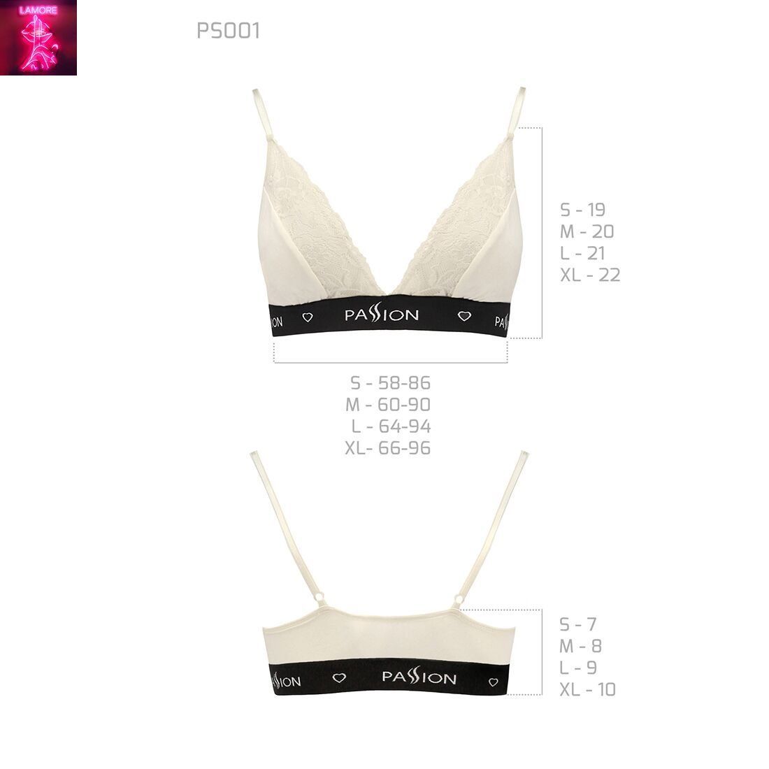 Еластичний топ з мереживом Passion PS001 TOP XL, ecru