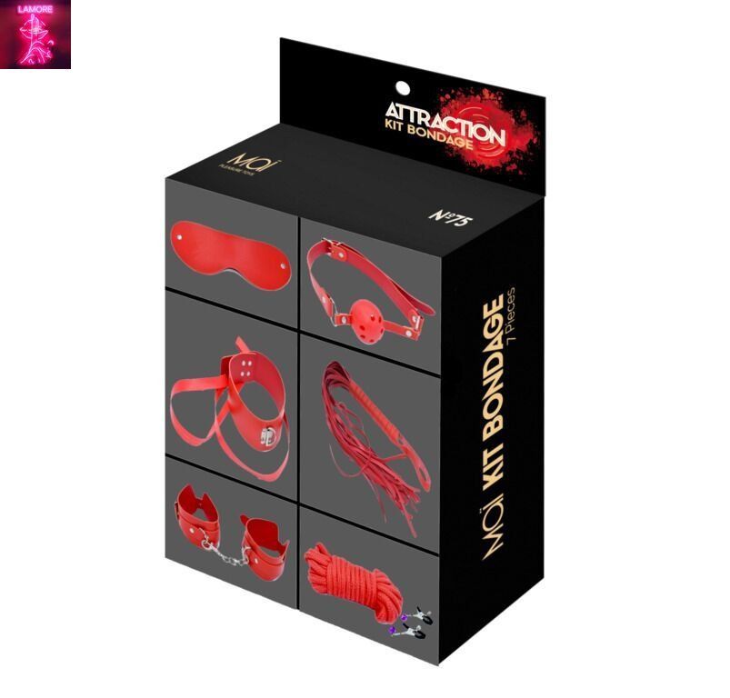 Набір MAI BDSM STARTER KIT N&ordm;75: батіг, кляп, наручники, маска, нашийник з повідцем, мотузка, затиск