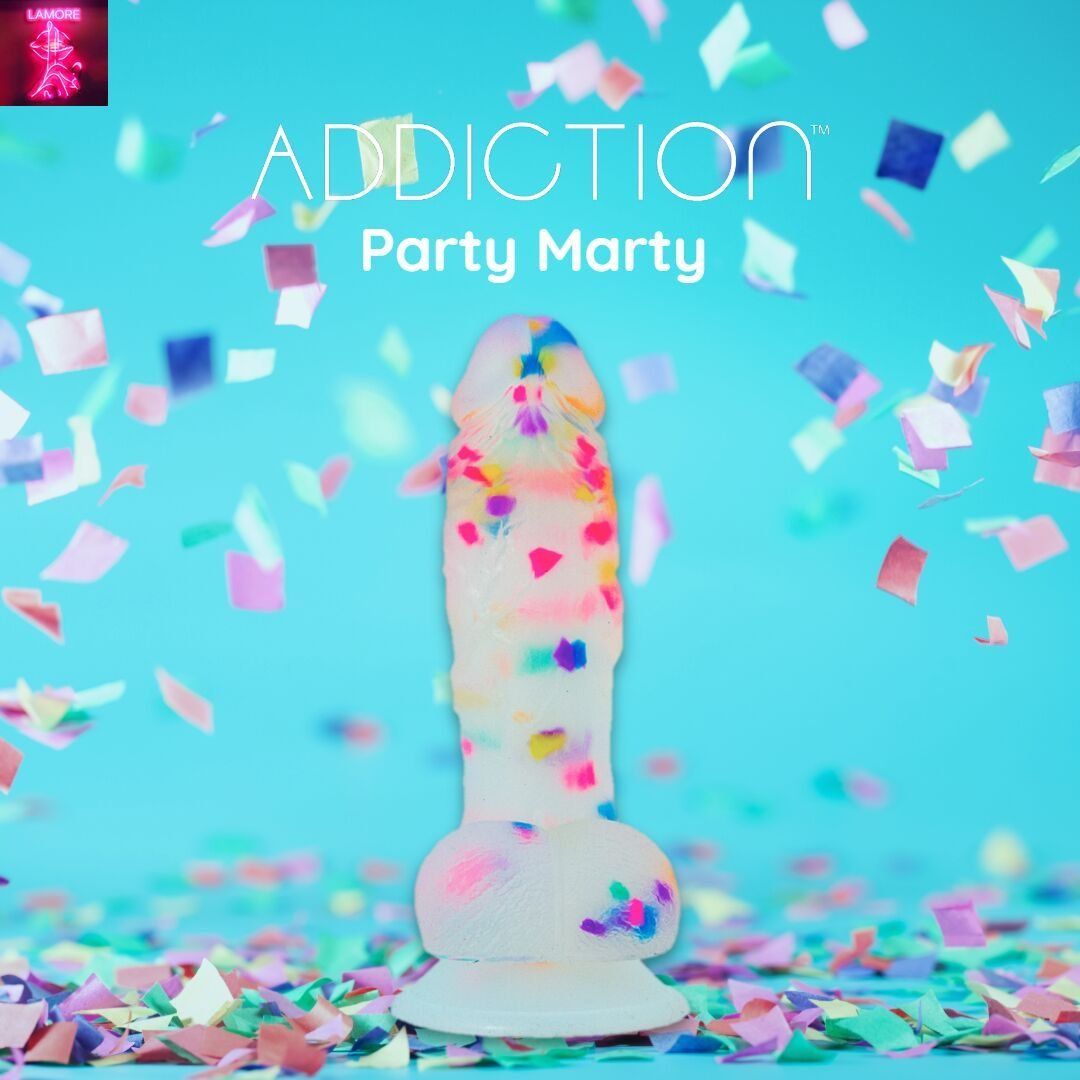 Фалоімітатор з конфетті ADDICTION - PARTY MARTY 7.5&Prime; - FROST & CONFETTI, 19 см, силікон
