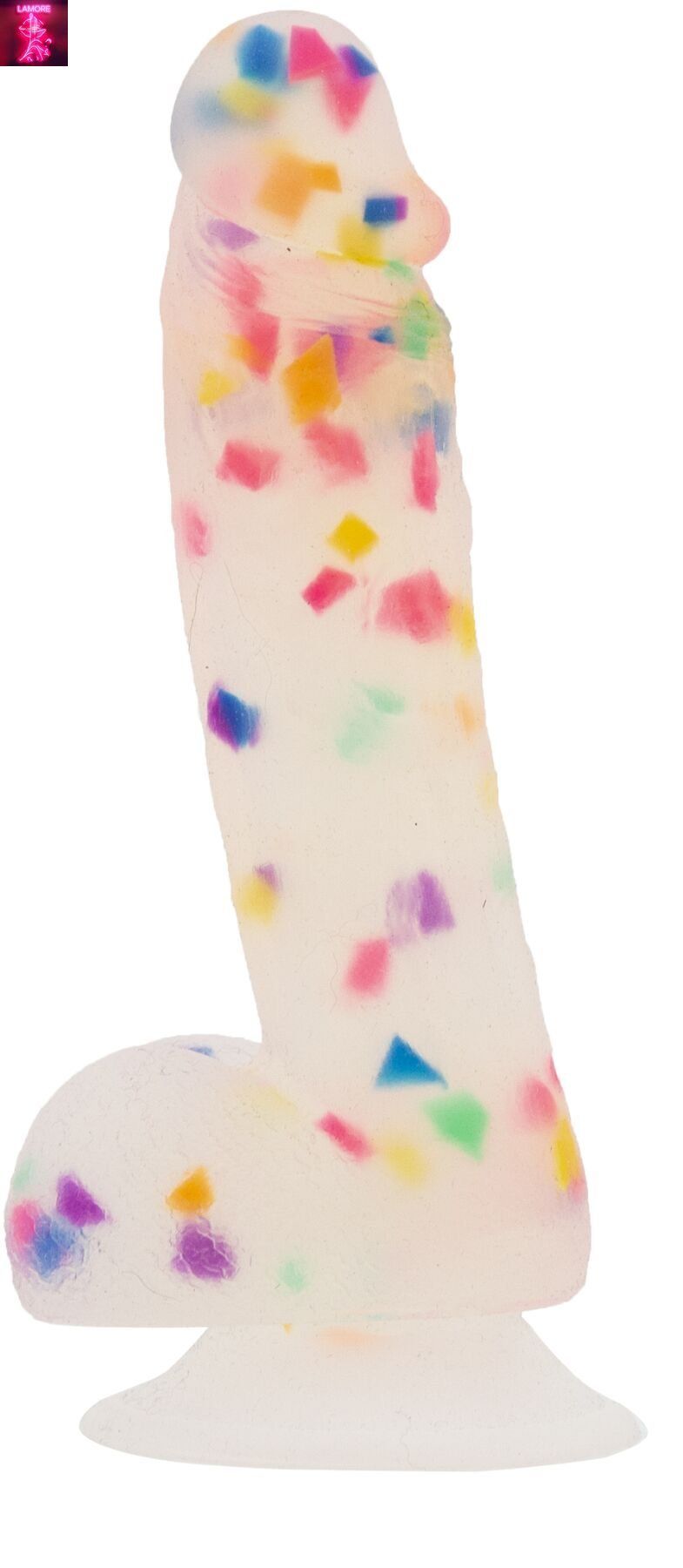 Фалоімітатор з конфетті ADDICTION - PARTY MARTY 7.5&Prime; - FROST & CONFETTI, 19 см, силікон