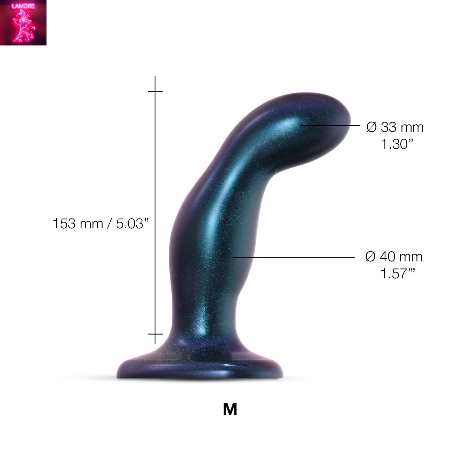 Дилдо Strap-On-Me DILDO PLUG SNAKY METALLIC BLUE, розмір M, діаметр 4 см, ввідна довжина 15,3 см