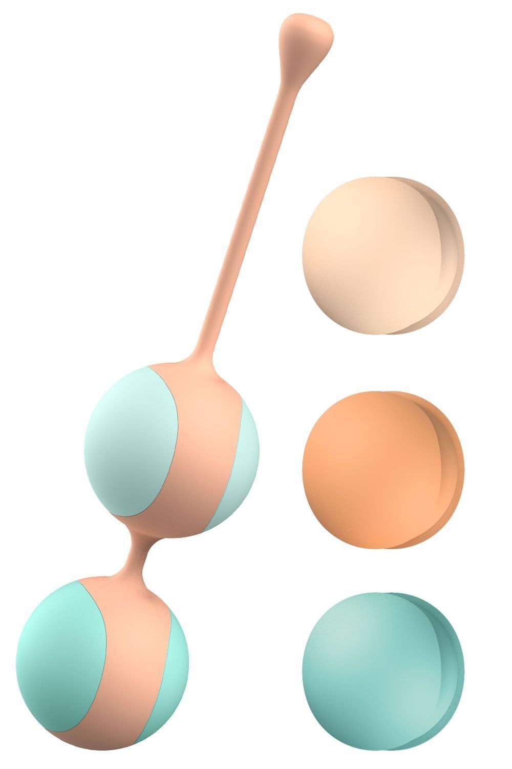 Вагінальні кульки Liebe Kewos &mdash; Peach/Mint, 5 кульок у комплекті, 15, 25, 35, 45 та 55 г