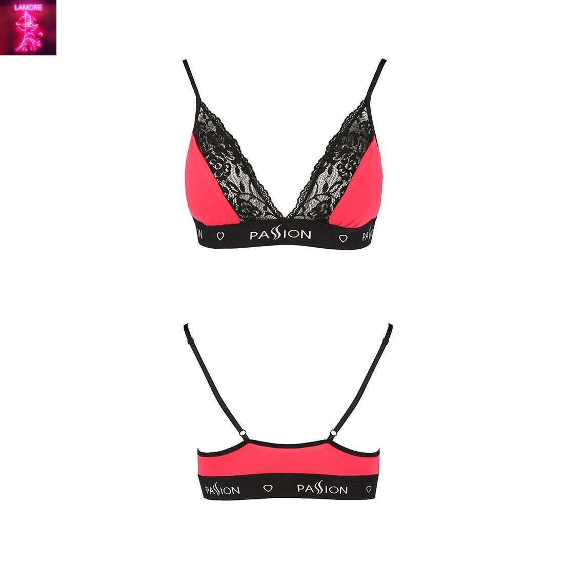 Еластичний топ з мереживом Passion PS001 TOP XL, red-black