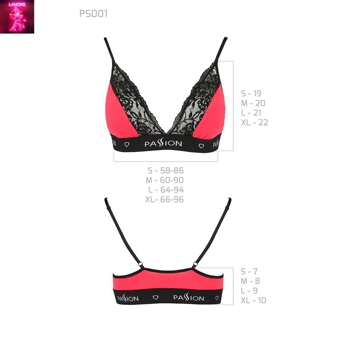 Еластичний топ з мереживом Passion PS001 TOP XL, red-black