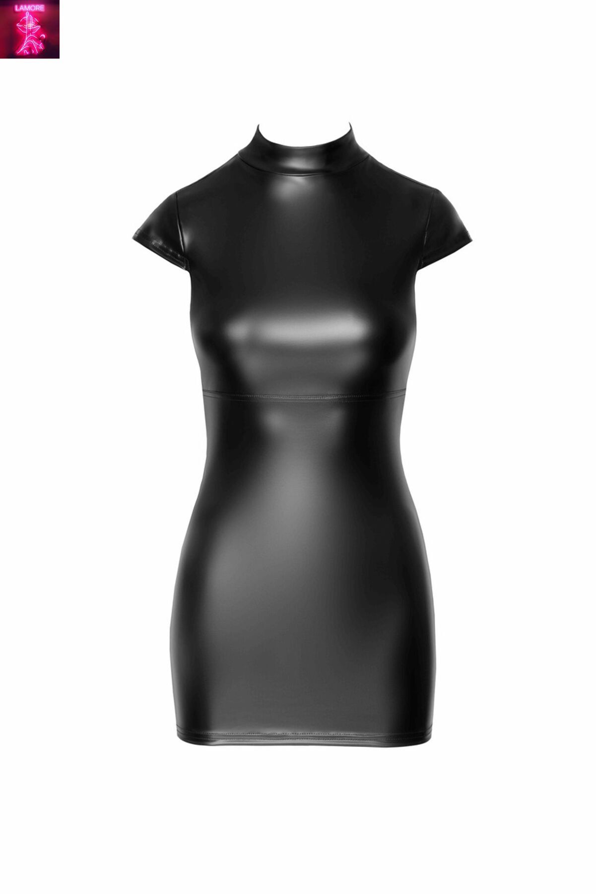 Сукня Noir Handmade F309 Fantasy, 3XL, black, міні, під латекс, короткий рукав, шнурівка ззаду