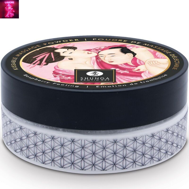 Смачна пудра для оральних пестощів Shunga Body Powder Raspberry feeling, 75 г, аромат малини