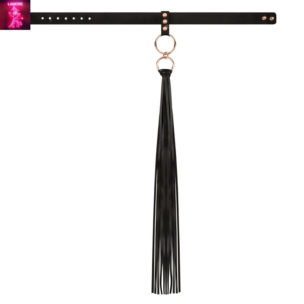 Нашийник с флогером Rosy Gold - Collar with Flogger - Black