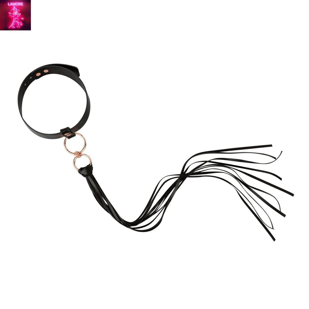Нашийник с флогером Rosy Gold - Collar with Flogger - Black