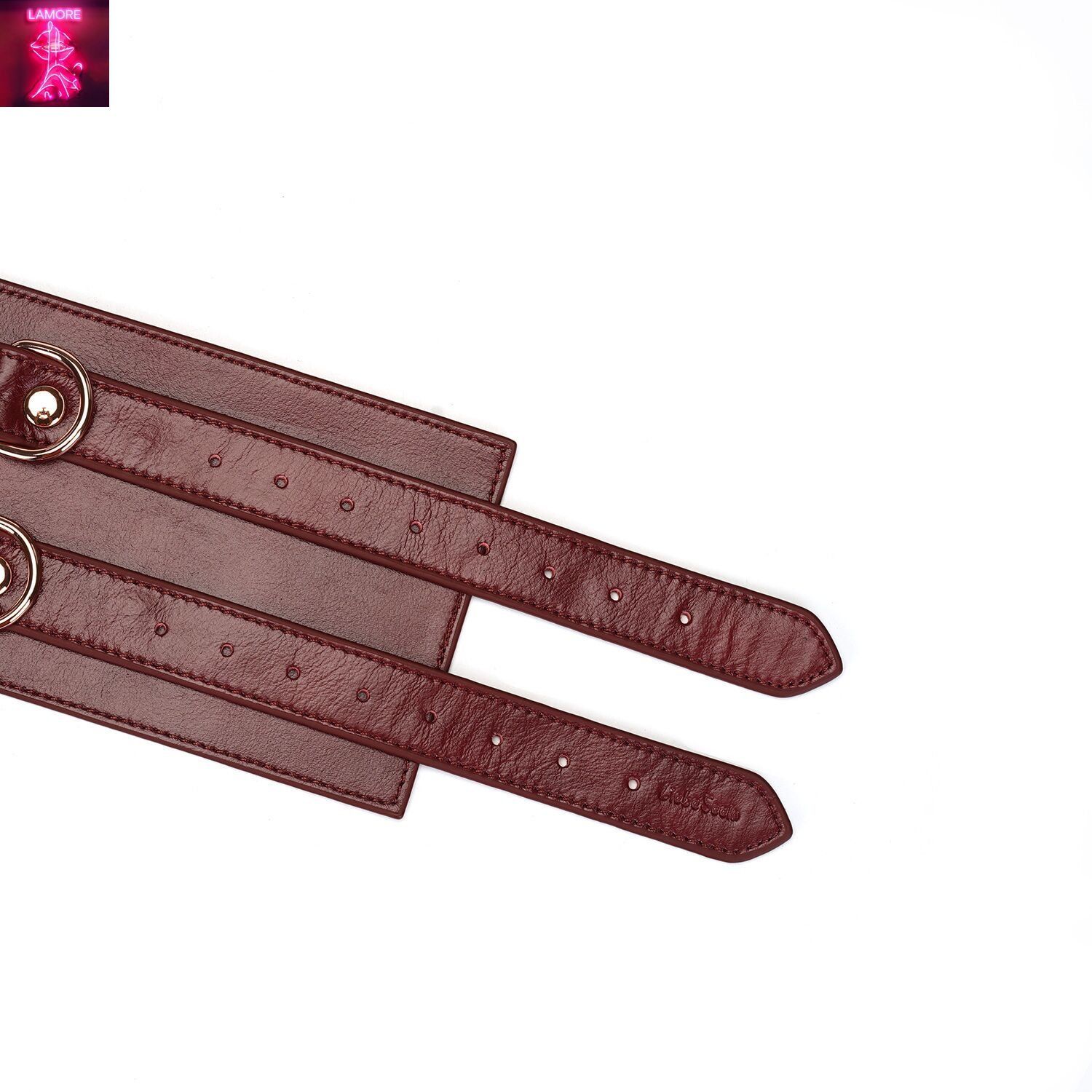 Шкіряний пояс для бондажу Liebe Seele Wine Red Waist Cuff, S Size