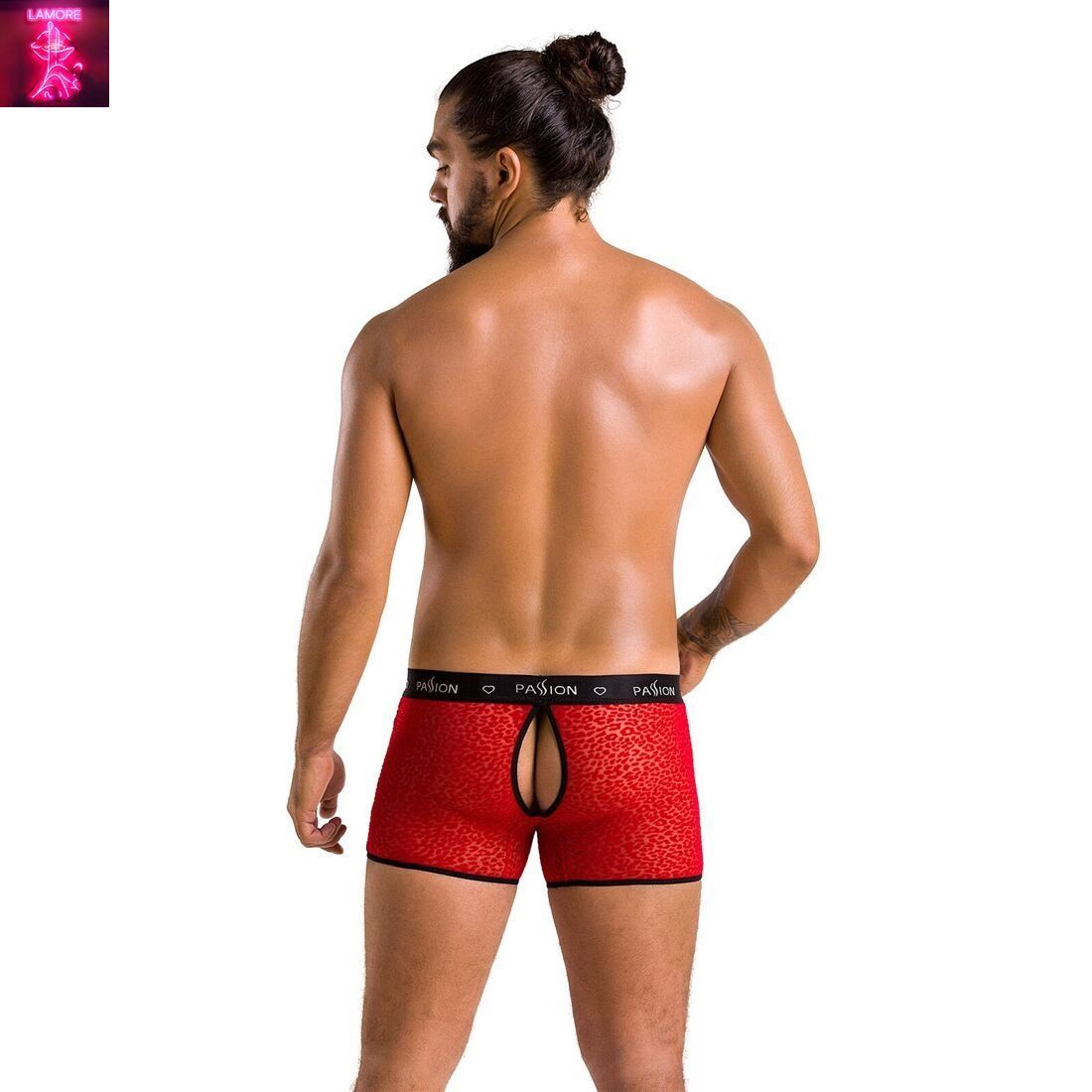 Чоловічі прозорі боксери Passion 046 SHORT PARKER S/M Red, сітка, під леопард