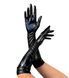 Глянсові вінілові рукавички Art of Sex - Lora, розмір S, колір чорний з ефектом голограми
