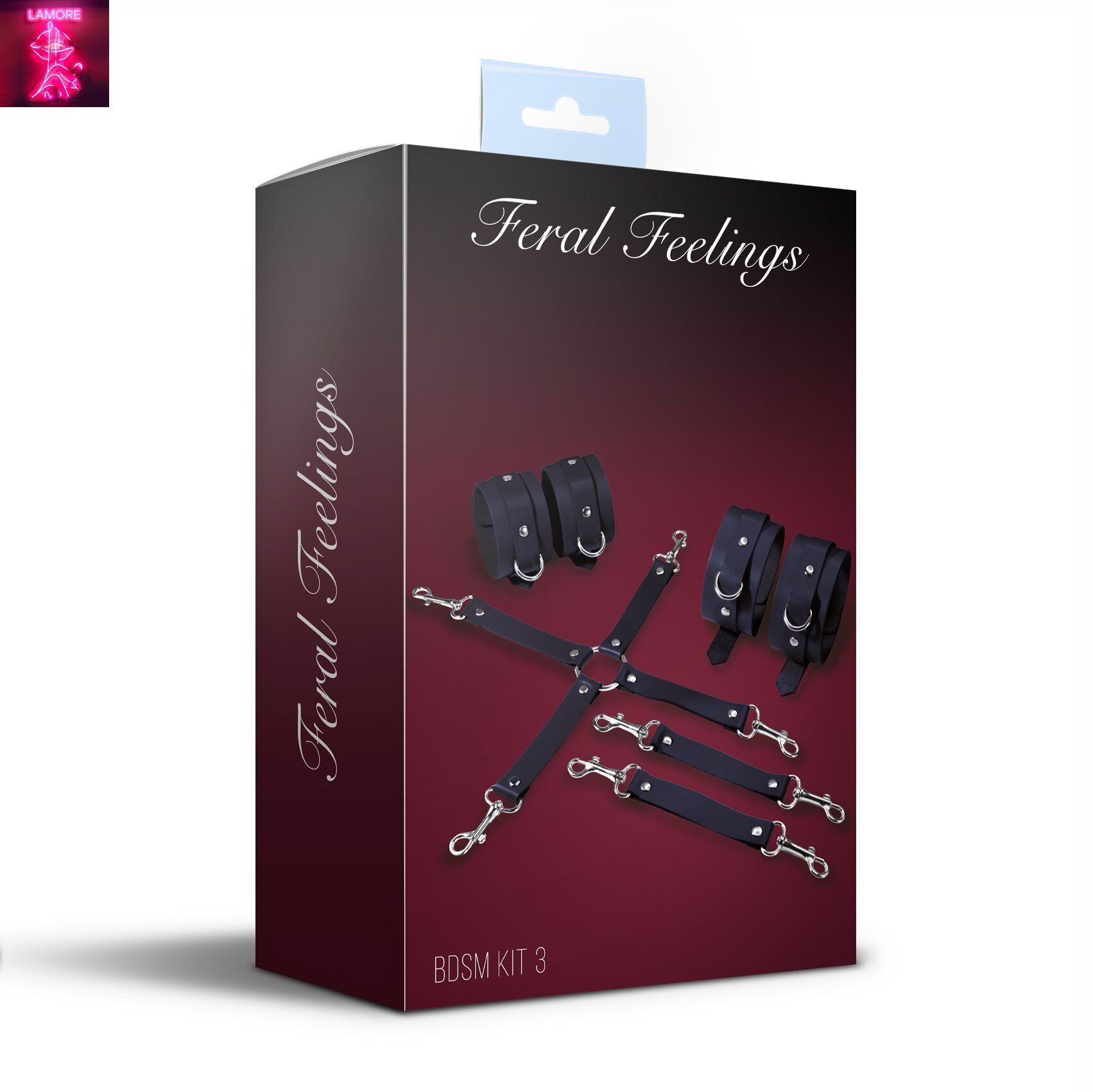 Набір для БДСМ Feral Feelings BDSM Kit 3 Black, наручники, поножі, хрестовина