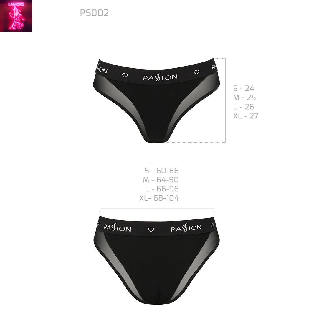 Трусики з прозорою вставкою Passion PS002 PANTIES XL, black