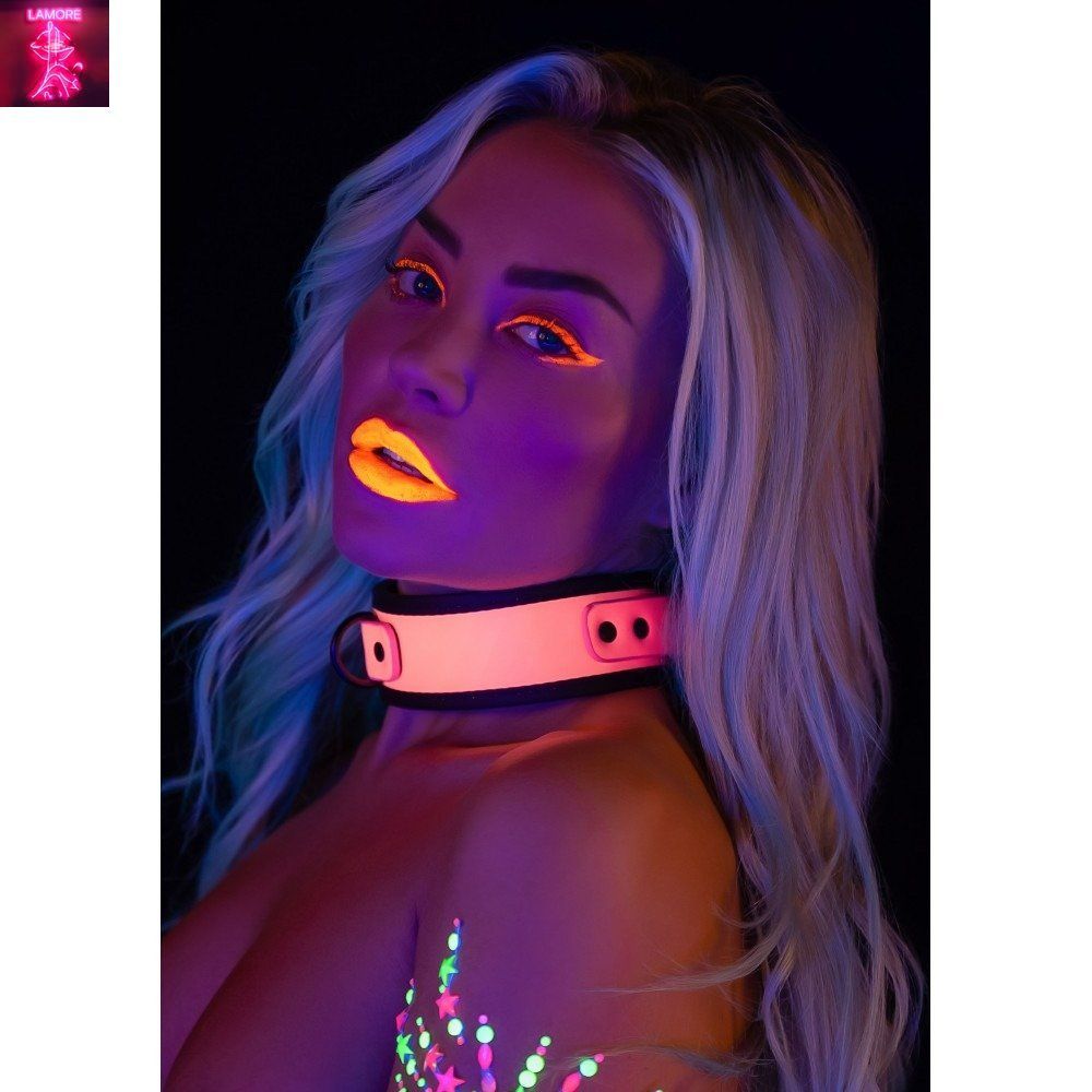 Нашийник з повідцем, що світиться в темряві Taboom Collar and Chain Leash, рожевий