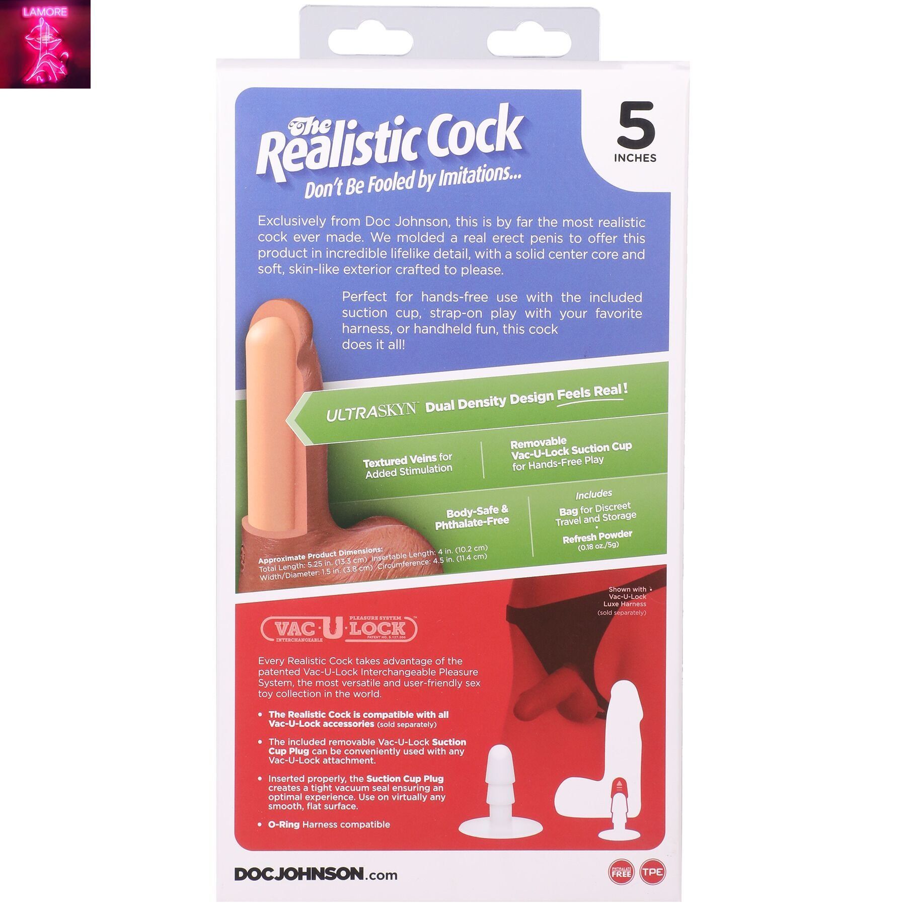 Фалоімітатор Doc Johnson The Realistic Cock ULTRASKYN - 5 Inch with Balls Caramel