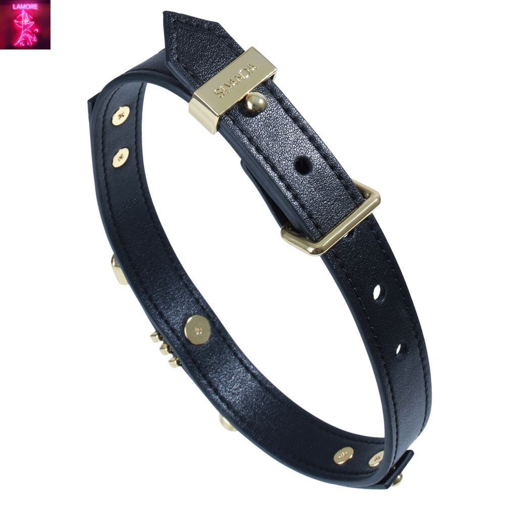 Нашийник LOCKINK Dark DIY Alphabet Collar, чорний, штучна шкіра, букви зі стразами
