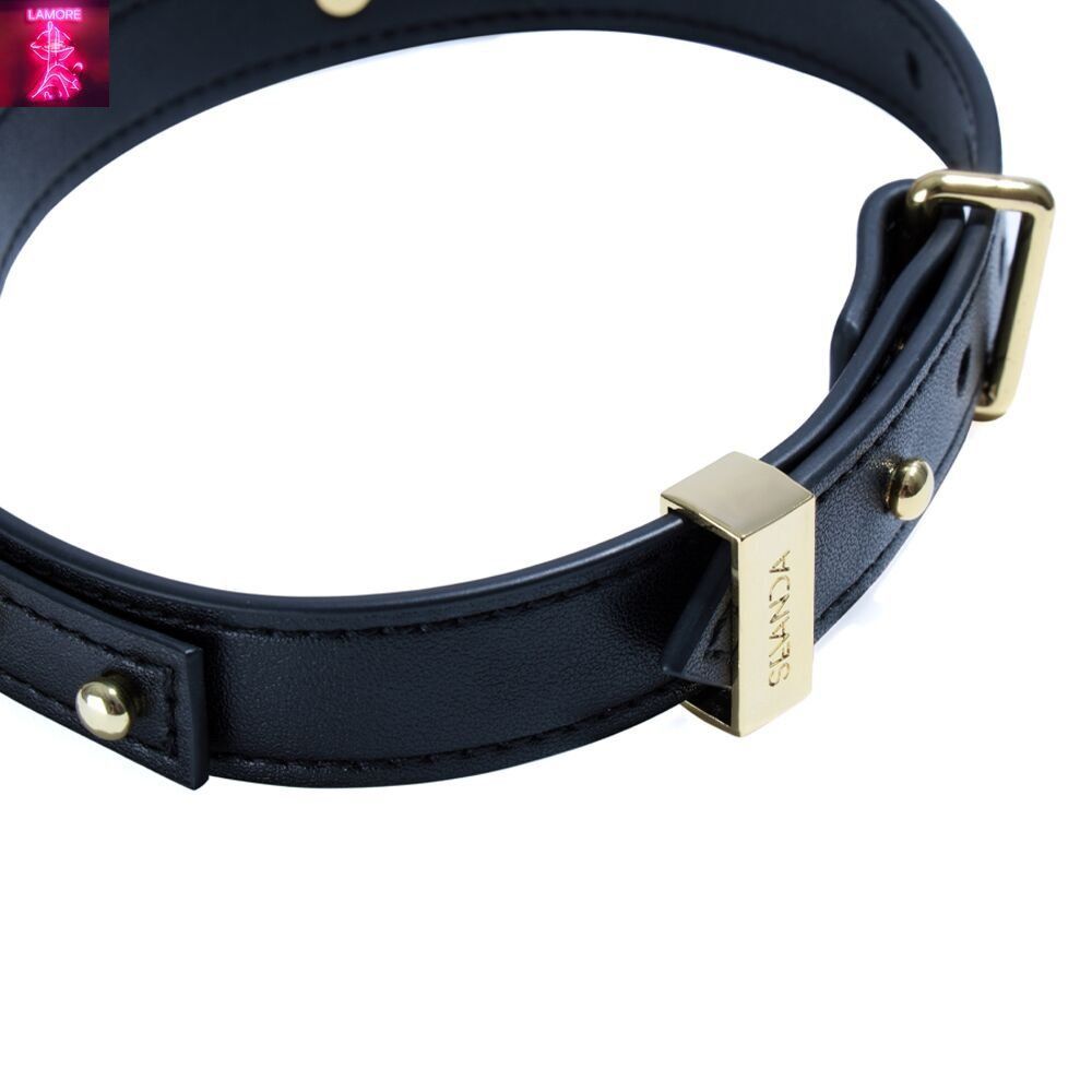 Нашийник LOCKINK Dark DIY Alphabet Collar, чорний, штучна шкіра, букви зі стразами