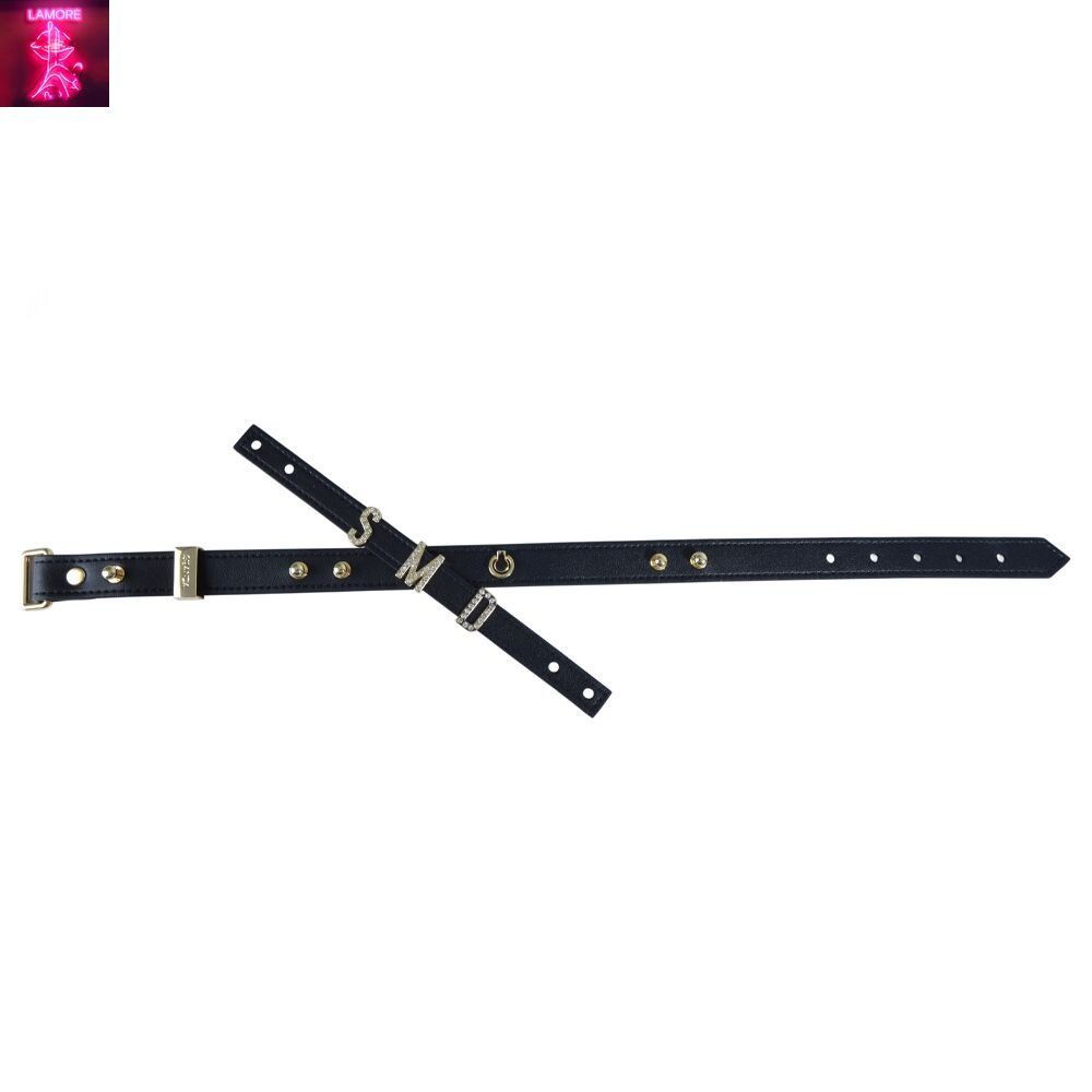 Нашийник LOCKINK Dark DIY Alphabet Collar, чорний, штучна шкіра, букви зі стразами