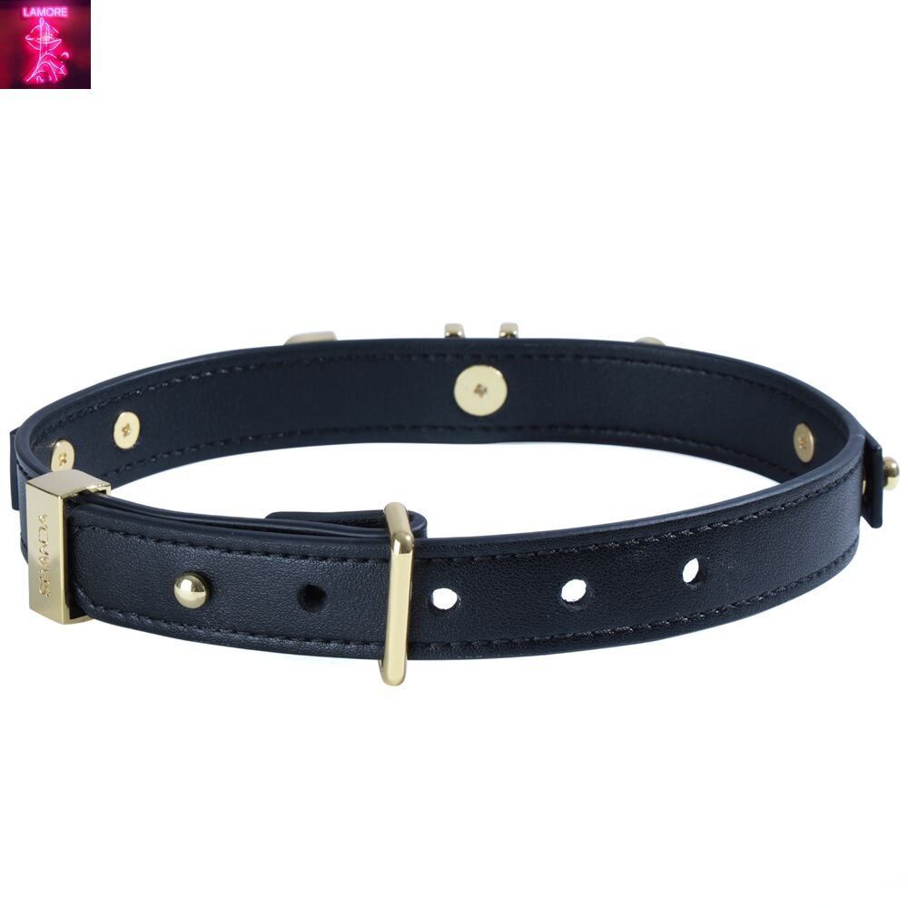 Нашийник LOCKINK Dark DIY Alphabet Collar, чорний, штучна шкіра, букви зі стразами