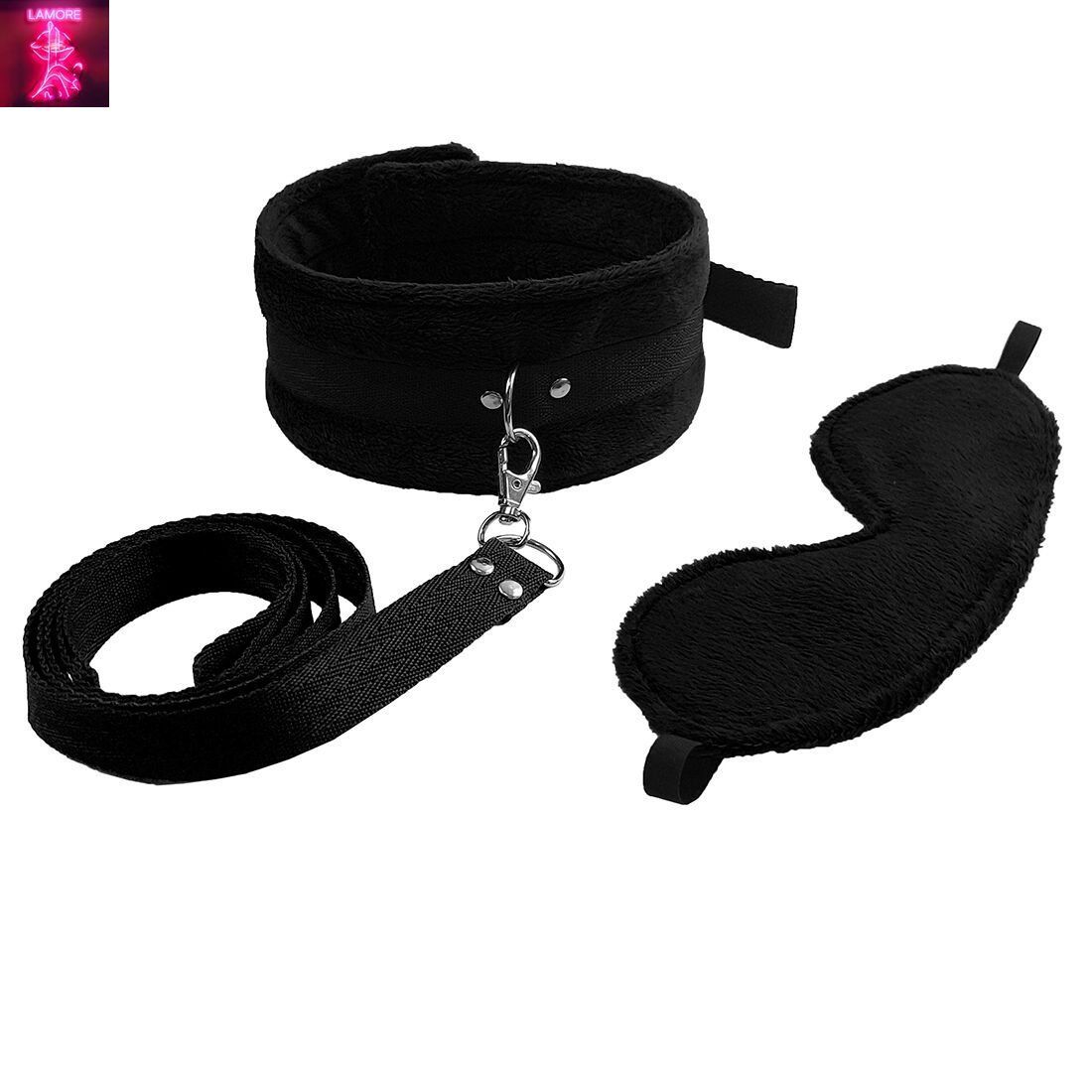 Набір нашийник з повідцем та маска Art of Sex &ndash; Soft Touch Light, чорний