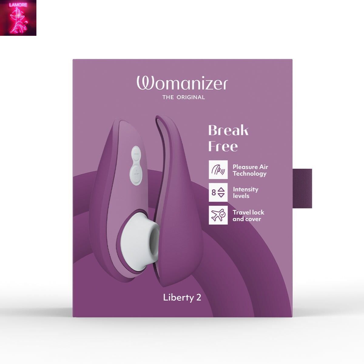 Вакуумний кліторальний стимулятор Womanizer Liberty 2 Purple, 8 режимів, магнітна кришечка