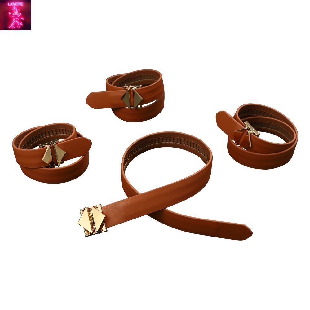 Набір фіксаторів для рук та ніг LOCKINK Hogtie Set, коричневий, ремені з натуральної шкіри