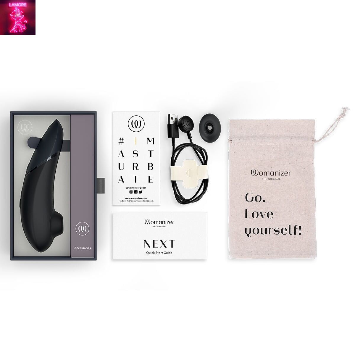Вакуумний кліторальний стимулятор Womanizer Next Black, 3D Pleasure Air, 14 рівнів інтенсивності