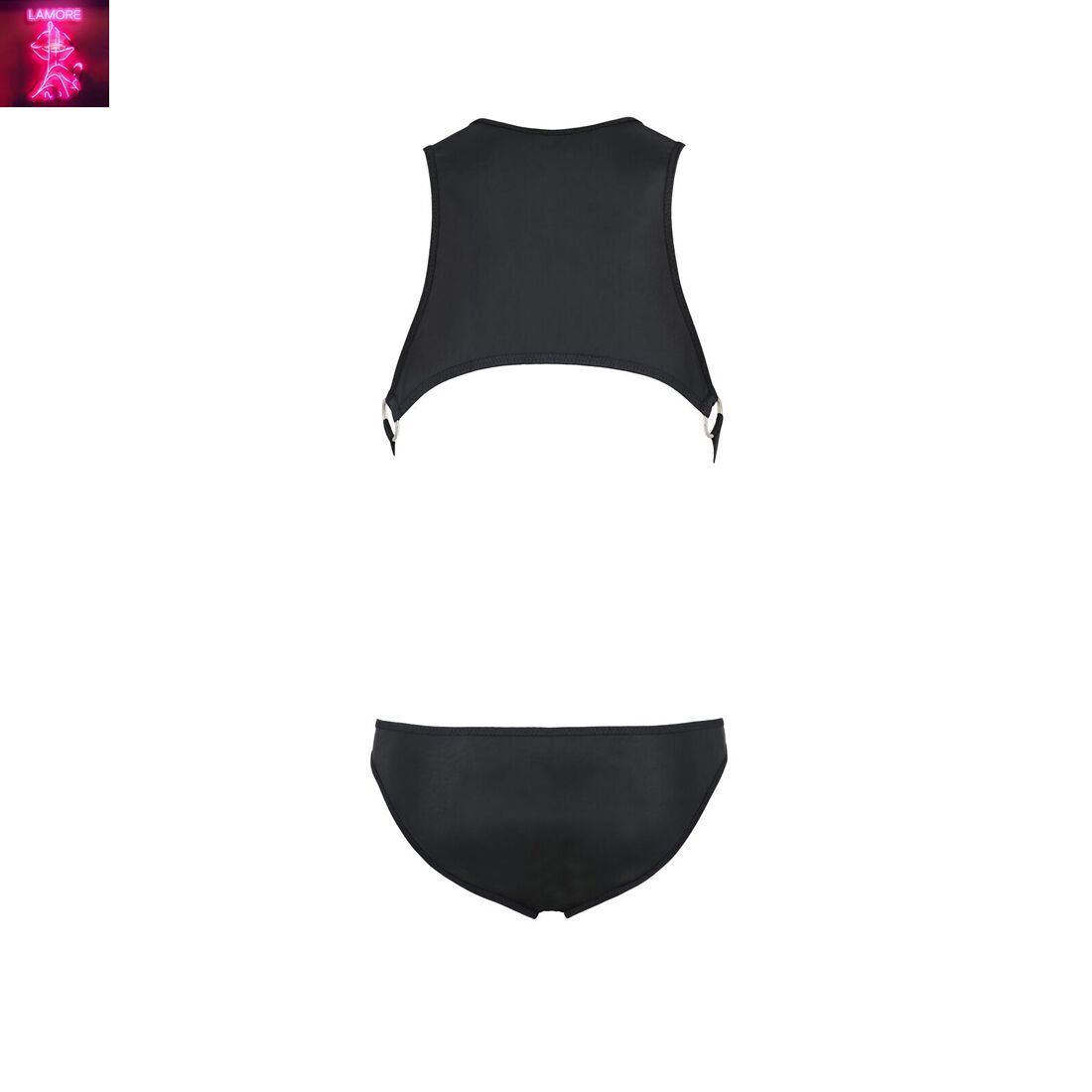 Чоловіче шкіряне боді Passion 056 ADAM XXL/XXXL Black, заклепки