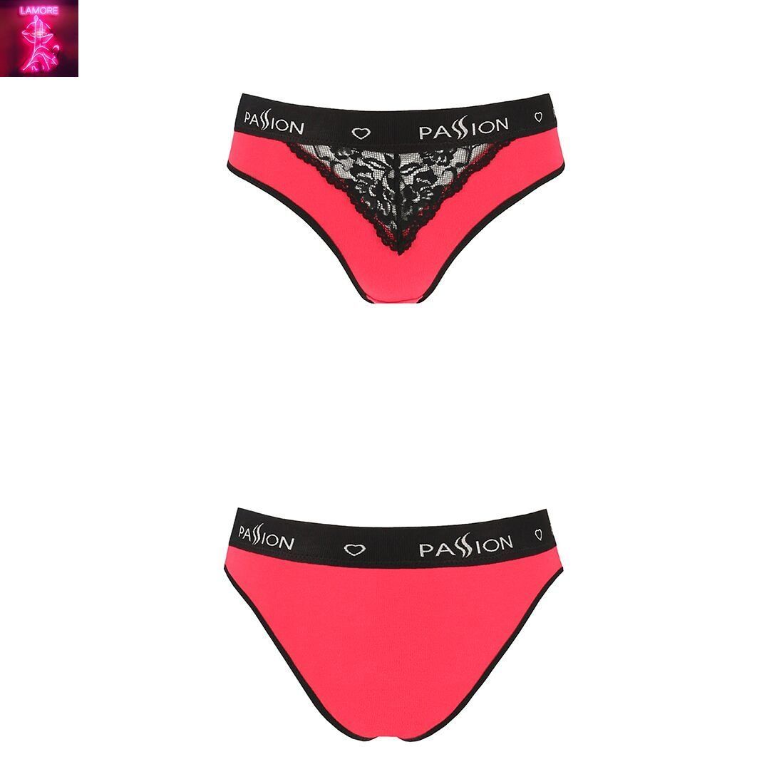 Трусики з широкою гумкою і мереживом Passion PS001 PANTIES S, red-black