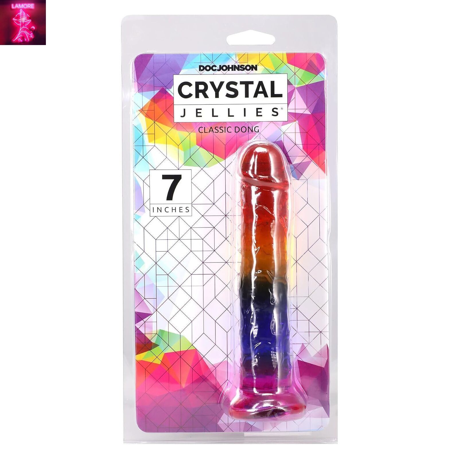 Фалоімітатор Doc Johnson Crystal Jellies - 7 Inch Сlassic Dong - Rainbow