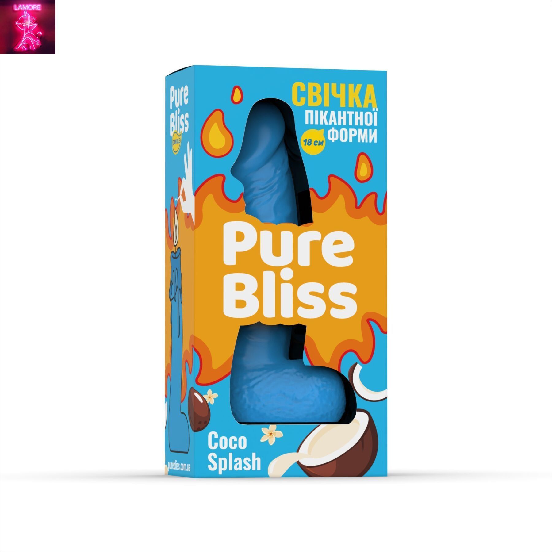 Ароматна свічка пікантної форми Pure Bliss Blue Coco Splash (Кокосове молоко) 18 см