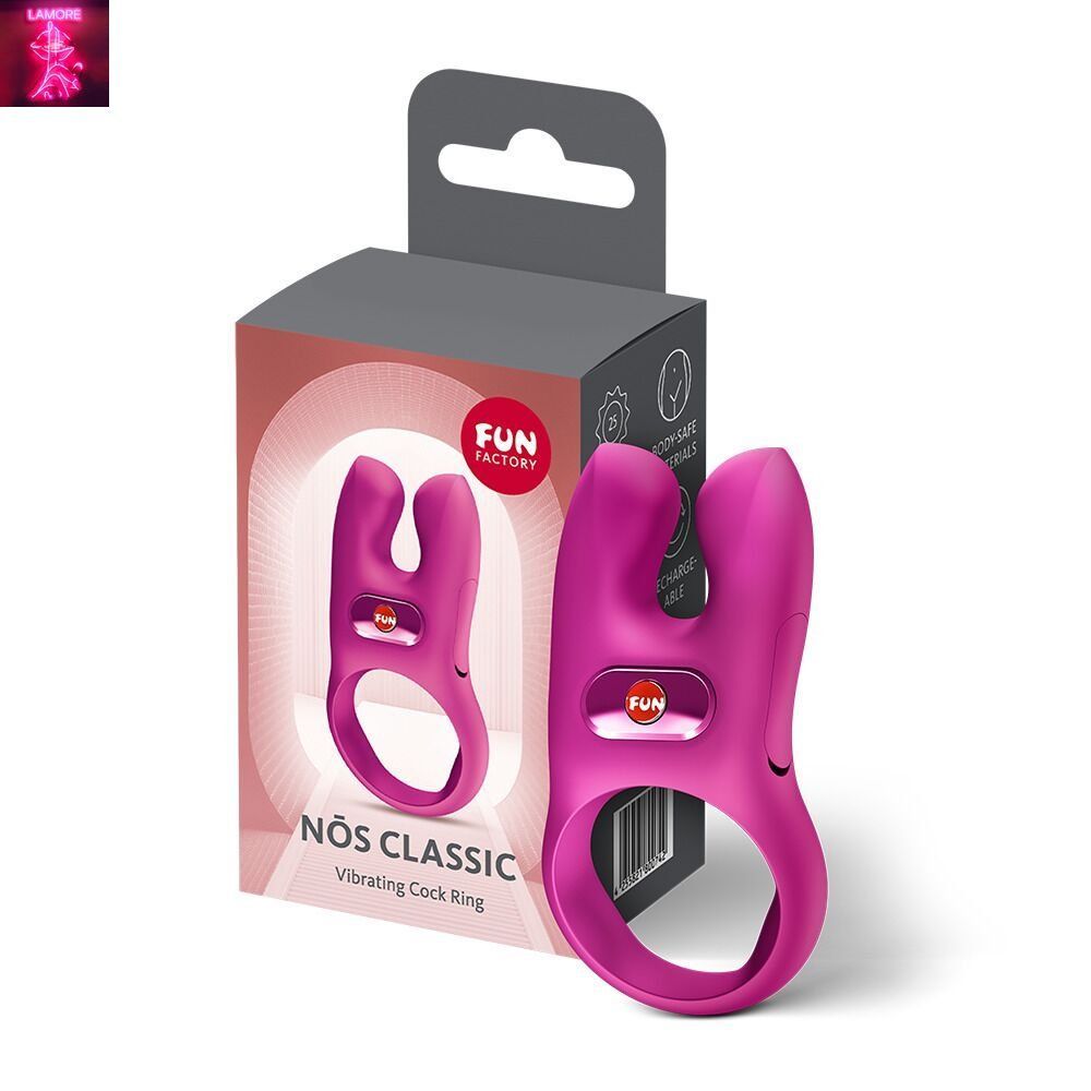Ерекційне віброкільце з подвійною стимуляцією клітора Fun Factory NŌS CLASSIC Magenta, 2 мотори